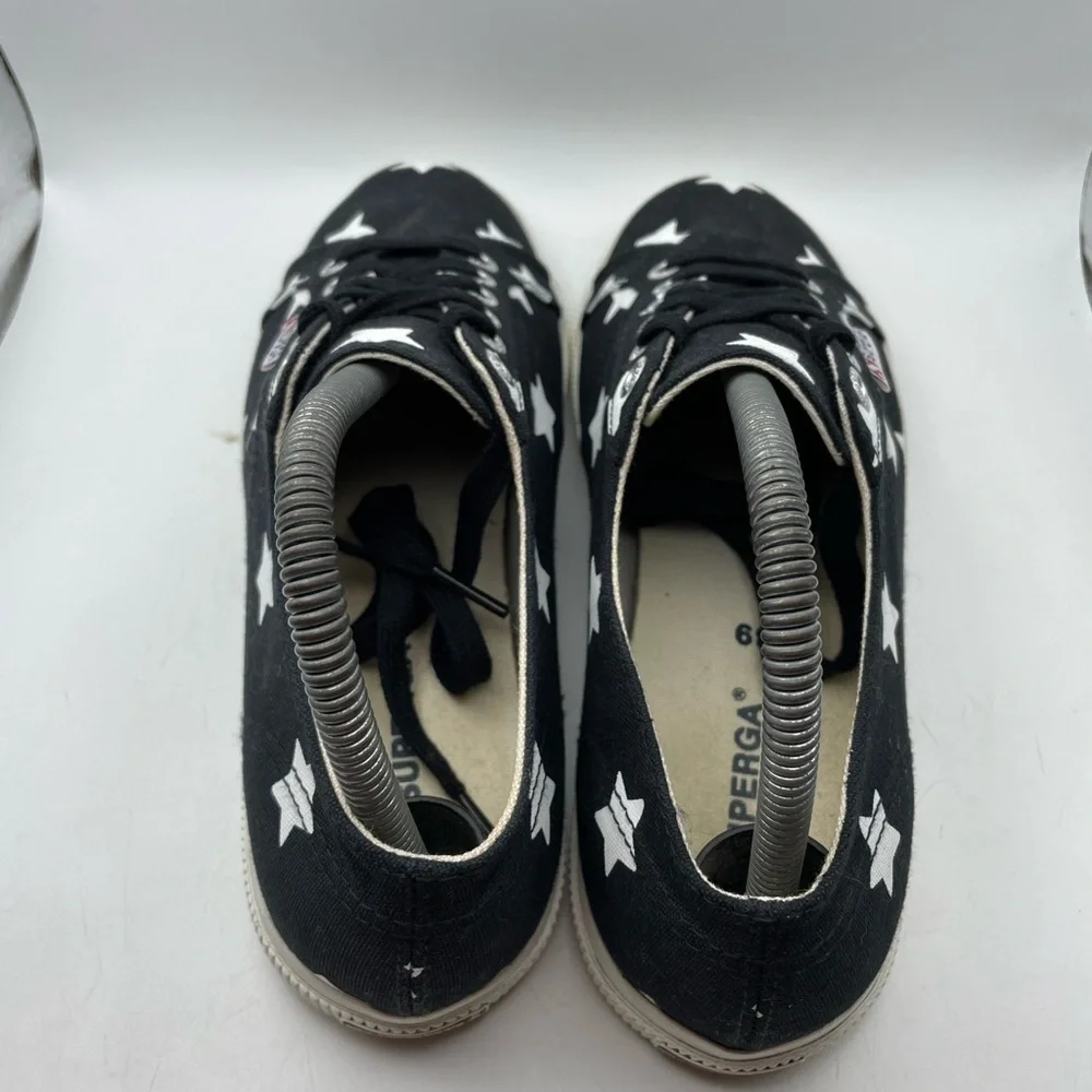 Superga white stars women’s black sneakers size 8